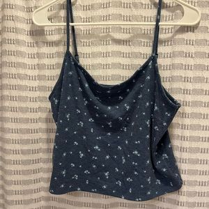 Floral cropped American eagle tank